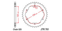Ocelová rozeta pro sekundární řetězy typu 525, JT (43 zubů)