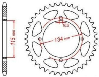 Ocelová rozeta pro sekundární řetězy typu 530, JT - Anglie (46 zubů)