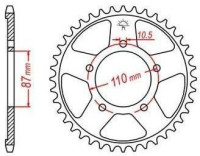 Ocelová rozeta pro sekundární řetězy typu 530, JT - Anglie (45 zubů)