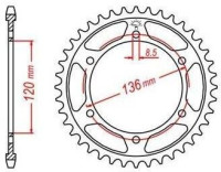 Ocelová rozeta pro sekundární řetězy typu 530, JT - Anglie (45 zubů)