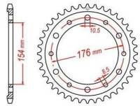 Ocelová rozeta pro sekundární řetězy typu 530, JT - Anglie (44 zubů)