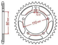 Ocelová rozeta pro sekundární řetězy typu 530, JT - Anglie (43 zubů)