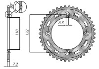 Ocelová rozeta pro sekundární řetězy typu 428, BRAKING (49 zubů)