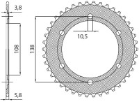 Ocelová rozeta pro sekundární řetězy typu 520, BRAKING (38 zubů)