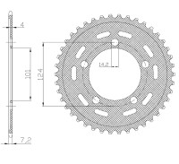 Ocelová rozeta pro sekundární řetězy typu 525, SUNSTAR (43 zubů)