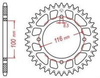 Duralová rozeta pro sekundární řetězy typu 420, JT - Anglie (50 zubů)