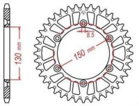 Duralová rozeta pro sekundární řetězy typu 520, JT - Anglie (49 zubů)