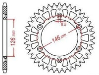 Duralová rozeta pro sekundární řetězy typu 520, JT - Anglie (48 zubů)