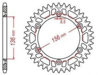 Duralová rozeta pro sekundární řetězy typu 520, JT - Anglie (48 zubů)