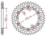 Duralová rozeta pro sekundární řetězy typu 520, JT - Anglie (49 zubů)