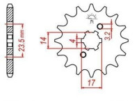 řetězové kolečko pro sekundární řetězy typu 420, JT - Anglie (13 zubů)