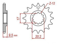 řetězové kolečko pro sekundární řetězy typu 420, JT - Anglie (14 zubů)