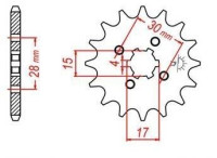 řetězové kolečko pro sekundární řetězy typu 420, JT - Anglie (12 zubů)