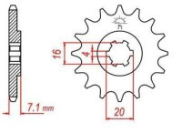 řetězové kolečko pro sekundární řetězy typu 420, JT - Anglie (15 zubů)