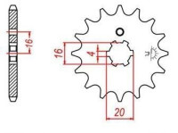 řetězové kolečko pro sekundární řetězy typu 420, JT - Anglie (12 zubů)