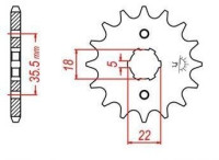 řetězové kolečko pro sekundární řetězy typu 428, JT - Anglie (14 zubů)