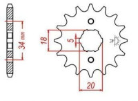 řetězové kolečko pro sekundární řetězy typu 428, JT - Anglie (17 zubů)