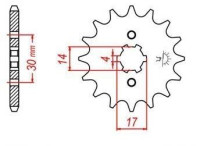 řetězové kolečko pro sekundární řetězy typu 428, JT - Anglie (16 zubů)