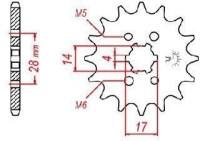 řetězové kolečko pro sekundární řetězy typu 428, JT (14 zubů)