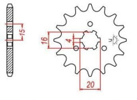 řetězové kolečko pro sekundární řetězy typu 428, JT - Anglie (15 zubů)