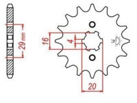 řetězové kolečko pro sekundární řetězy typu 428, JT - Anglie (13 zubů)