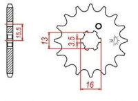 řetězové kolečko pro sekundární řetězy typu 428, JT - Anglie (14 zubů)