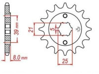 řetězové kolečko pro sekundární řetězy typu 520, JT - Anglie (14 zubů)