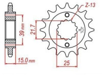 řetězové kolečko pro sekundární řetězy typu 520, JT - Anglie (14 zubů)