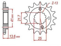 řetězové kolečko pro sekundární řetězy typu 520, JT (14 zubů)