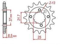 řetězové kolečko pro sekundární řetězy typu 520, JT - Anglie (14 zubů)