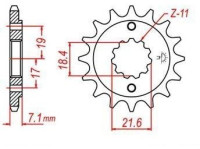 řetězové kolečko pro sekundární řetězy typu 520, JT - Anglie (13 zubů)