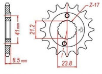 řetězové kolečko pro sekundární řetězy typu 520, JT - Anglie (14 zubů)