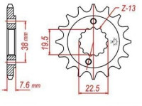 řetězové kolečko pro sekundární řetězy typu 520, JT - Anglie (14 zubů)