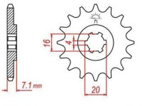 řetězové kolečko pro sekundární řetězy typu 520, JT - Anglie (10 zubů)