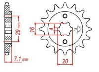 řetězové kolečko pro sekundární řetězy typu 520, JT - Anglie (15 zubů)