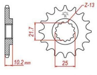 řetězové kolečko pro sekundární řetězy typu 520, JT - Anglie (13 zubů)