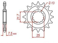 řetězové kolečko pro sekundární řetězy typu 520, JT - Anglie (15 zubů)
