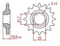 řetězové kolečko pro sekundární řetězy typu 520, JT - Anglie (14 zubů)