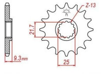 řetězové kolečko pro sekundární řetězy typu 520, JT - Anglie (15 zubů)