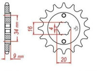 řetězové kolečko pro sekundární řetězy typu 520, JT - Anglie (13 zubů)