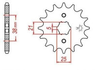 řetězové kolečko pro sekundární řetězy typu 520, JT - Anglie (14 zubů)