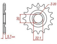řetězové kolečko pro sekundární řetězy typu 520, JT - Anglie (14 zubů)
