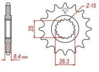 řetězové kolečko pro sekundární řetězy typu 520, JT - Anglie (15 zubů)