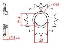 řetězové kolečko pro sekundární řetězy typu 520, JT - Anglie (14 zubů)