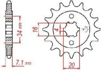 řetězové kolečko pro sekundární řetězy typu 520, JT - Anglie (14 zubů)