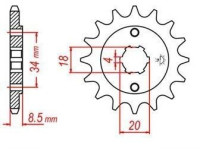 řetězové kolečko pro sekundární řetězy typu 520, JT - Anglie (14 zubů)
