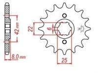 řetězové kolečko pro sekundární řetězy typu 520, JT - Anglie (15 zubů)