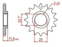 řetězové kolečko pro sekundární řetězy typu 520, JT - Anglie (11 zubů)