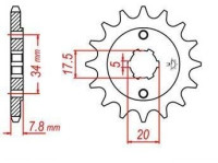 řetězové kolečko pro sekundární řetězy typu 520, JT - Anglie (13 zubů)