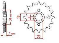 řetězové kolečko pro sekundární řetězy typu 520, JT - Anglie (13 zubů)